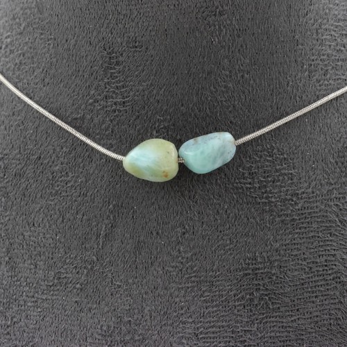 Collier perles larimar de - larimar,