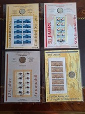 Lot 4 numisblatt avec 4 pièces de 10 euros argent massif et feuilles de timbres