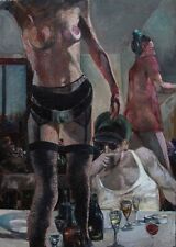 Maison close 2 huile sur toile signée Benoît Cousin 140 Cm X 100 Cm