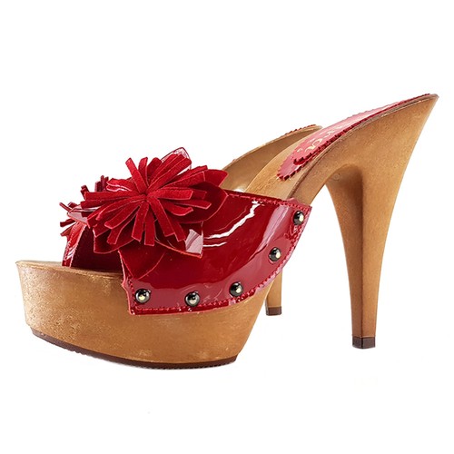 Sabot cuir avec - avec, fleur