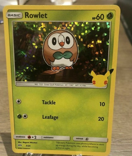 Rowlet holo 2021 pokemon - rowlet, 7/25