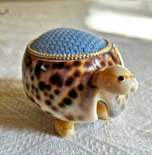 VINTAGE TORTUE COQUILLAGE PORTE PIQUE AIGUILLES
