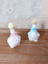 Duo d'adorables salière et poivrière oie céramique vintage