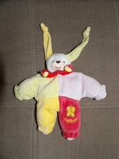 Lapin semi plat DOUDOU ET COMPAGNIE Lapinou Arlequin jaune rouge vert papillon