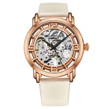 Montre Automatique Squelette Femme Cuir Blanc Stuhrling 3982 5 Winchester