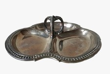 Plat Présentoir Ancien en Métal Argenté * Serviteur de Table à 3 Compartiments