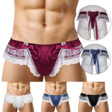 Hommes Dentelle Sissy Pouch Panties Crossdress Mâle Bikini String Slips /