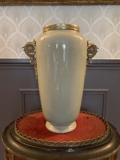 Très Beau Vase Céladon Fin  XIXe - Bronze Au Col Et Aux Anses - Ancien