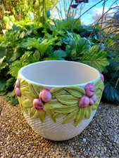 JOLI CACHE POT BARBOTINE PLANTE FEUILLE FLEUR BLANC ROSE ITALY