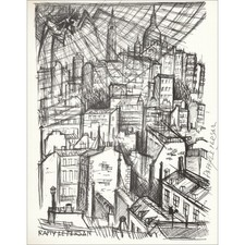 RAFFY LE PERSAN Jean - Lithographie "La ville" 27x21cm - 1963 - Signée à l'encre