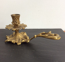 Bougeoir à Main Ancien en Bronze Doré XIXè Antique Candle Holder