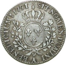 T9418 Rare demi-Ã©cu Louis XVI 1791 A Paris 1er sem HÃ©ron Argent -> Faire offre