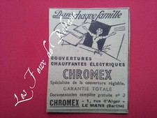 COUVERTURE CHAUFFANTE CHROMEX LE MANS   publicité ancienne 1954 advert