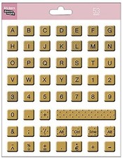 Autocollants époxy lettres dorés style touches clavier planche 20 cm x 15,5 cm