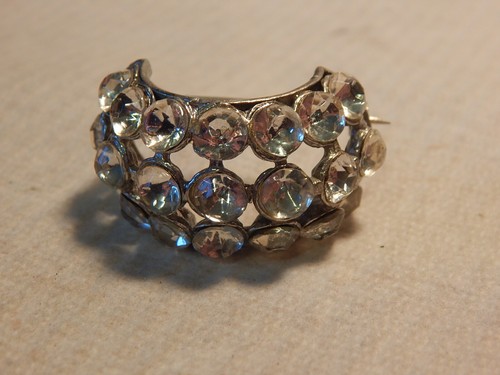 Vtg 1950s 60s rhinstone half - rhinstone,