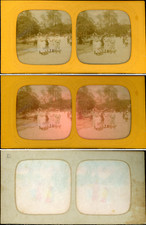 Stéréo, scène d'enfants jouant dans le parc vintage stéréo card tissue, car