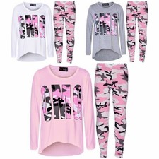 Ensemble T-Shirt À Manches 3/4 Et Leggings Camouflage Pour Filles De 7 À 13 Ans