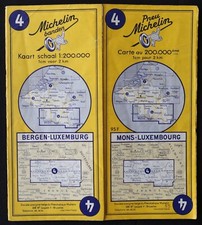 Carte MICHELIN 4 Mons LUXEMBOURG 1955 Guide Bibendum pneu tyre map