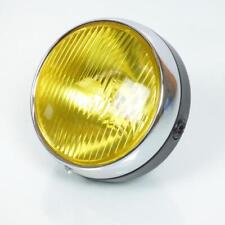 Optique phare avant jaune rond Ø140mm métal noir Guia pour mobylette Peugeot 103