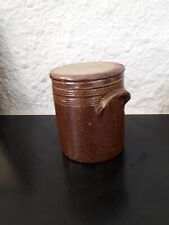 Ancien  et joli pot à graisse, sel… en grès vernissé avec son couvercle
