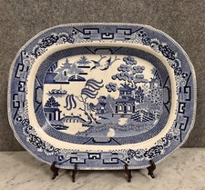 Angleterre XIXeme : plat en faience bleue blanche a décors d'une scene Chinoise