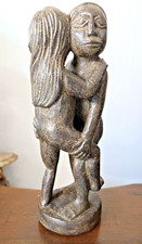 STATUETTE  EROTIQUE EN BOIS SCULPTE COUPLE COTE D'IVOIRE ANNEES 1960/70