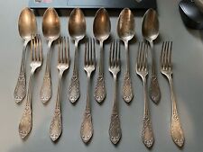 12 couverts ménagère SFAM 6 cuillères 6 fourchettes métal argenté louis XVI