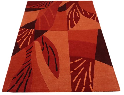 Tapis laine orange - laine,