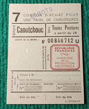 COUPON D'ACHAT POUR UNE PAIRE DE CHAUSSURES - CAOUTCHOUC SABOTS - CACHET 1944