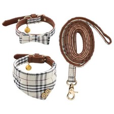Ensemble Collier et Laisse pour Chien 3 pièces réglables Nœud Papillon Bandan...