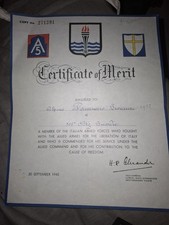 Diplome Certificat Italie Italien Ww2 Medaille Ter