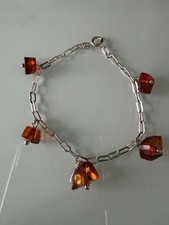 Bracelet ambre orange argent