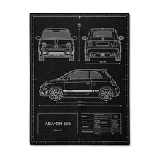 Affiches pour Abarth 595 Dessin Technique Sur Real Fiber Carbon Look, Cadeau