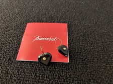 Boucle d'oreille cœur noir en cristal de Baccarat mod1