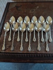 12 Cuillères à Moka Décor Végétal et Grains de Café en Métal Argenté