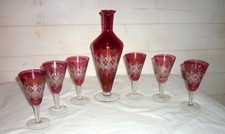 6 verres et carafe  liqueur en