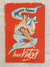 Affiche publicitaire originale pour les bas Vitos illustration Guy Demachy 1952