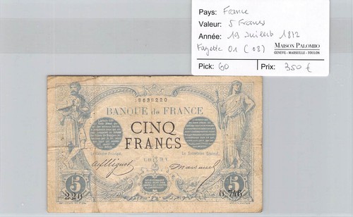Billet france francs - france, 5