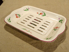 Plat à asperges faïence Lunéville KG modèle réverbère décor floral