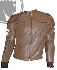BLOUSON MOTO CUIR MARRON HOMME BIKER RETRO HAUTE QUALITE taille L