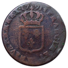 Louis XVI Sol dit "à l'écu" 1791 W Lille