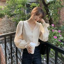 Femme Col V Chemise Manches