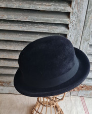 ANCIEN CHAPEAU MIXTE NOIR TRES JOLI VELOURS NON PORTE ANNEE 30/40 FEMME