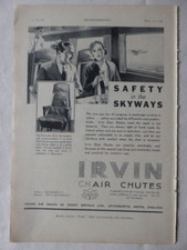 4/1936 PUB IRVING AIR CHUTE IRVIN CHAIR CHUTE AIRLINER AIRLINE ORIGINAL AD