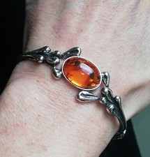 Bracelet ancien en argent 925 et ambre 