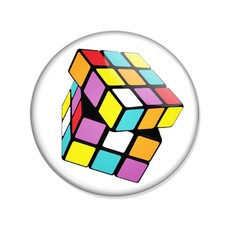 Badge CUBE MULTICOLOR color couleur pop vintage retro 80's pins Ø25mm