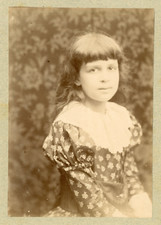 France, Fillette à la robe fleurie, ca.1890, Vintage albumen print vintage album