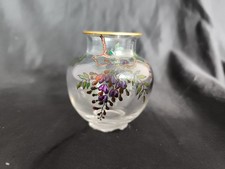 Petit Vase En Cristal Émaillé Décor De Glycine