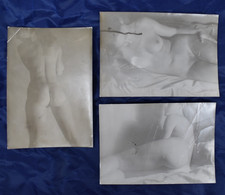 3 PHOTOGRAPHIES ARGENTIQUES EROTISME FEMME NUE 12,5 x 9 cm EROTICA VINTAGE