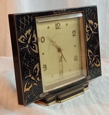 Ancien Réveil Jaz Art Déco Décor Papillon/Ancienne Horloge pendule Old Clock